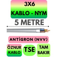 Asitan Avarson Öznur 3x6 Nym Antigron Kablo, 5 Metre, Gri