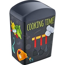 Asitan Smartware Soft Resimli Çöp Kutusu Döner Kapak 5 Lt Cook