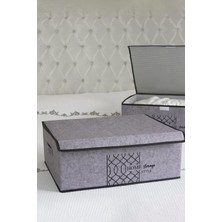 Asitan Pazar Kapısı Keçe Çok Amaçlı Kapaklı Düzenleyici Kutu 50 x 40 x 19 cm (Baza, Gri)