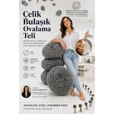 Asitan Paslanmaz Çelik Bulaşık Ovalama Teli 4'lü Set - Mutfak, Banyo ve Izgara Için Paslanmaz Metal S