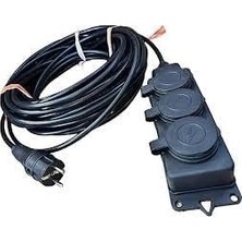 Asitan 3'lü Grup Priz 3x2,5 mm Cca Ttr Siyah Renk Topraklı Kauçuk Seyyar Elektrik Kablosu 20 Metre (20