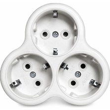 Asitan Golyat, Üçlü Topraklı Priz Çoğaltıcı Adaptör, Schuko Tipi,üçlü PAPATYA,16A 250V, Beyaz