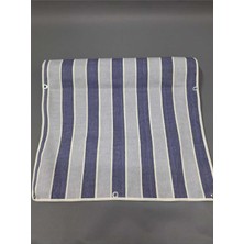 Asitan Başak Ev TEKSTILI(4583) 75X100CM Mavi Lacivert Çizğili Kumaş Balkon Brandası Kenarları Biye Di