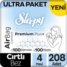 Asitan Bio Natural Premium Plus Airbag Comfort Ultra Paket Bebek Bezi 4 Numara Maxi 208 Adet