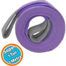 Asitan Sapan Polyester Spanzet 1 Ton 1 Metre Mor Sağlam Yük Kaldırma Taşıma Indirme Halat