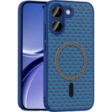 Coverzone Poco X8 Pro ile Uyumlu Karbon Kaplama Telefon Kılıfı, Magsafe ile Uyumlu, 2 mm Yükseltilmiş Kamera Korumalı, Kadife Iç Yüzeyli, Darbe Emici Premium Volten Koruyucu Kılıf, Lacivert