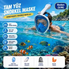 Asitan Hymark Tam Yüz Şnorkel Maske (S-M) Beden Panoramik Görüşlü Deniz Gözlüğü Dry Top Sistem Ş