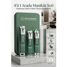 Asitan Profesyonel 4'ü 1 Arada Manikür Seti, Paslanmaz Çelik Tırnak Makası ve Nano Törpülü Seyahat