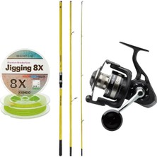 Asitan Outdoor Profesyonel Olta Seti Okuma Makaira Surf 4,30 cm 100-250 gr 3 Parça Yellow Surf Kamışı&s