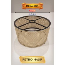 Omrs Store Retro Hasır Lambader Başlığı 35 cm Mega Boy
