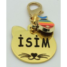 Asitan Caramelos Isimli Kedi Tasması Künyesi- Paslanmaz Metal- Çelik- Kişiye Özel Isimlik Çok Renkli-