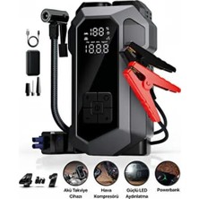 Asitan 4in1 Akü Takviye Cihazı 16000MAH, Akım Korumalı Jump Starter, Lastik Şişirme Kompresörü, LED