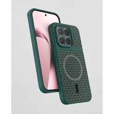Coverzone Xiaomi Mi 17T Pro ile Uyumlu Karbon Kaplama Telefon Kılıfı, Magsafe ile Uyumlu, 2 mm Yükseltilmiş Kamera Korumalı, Kadife Iç Yüzeyli, Darbe Emici Premium Volten Koruyucu Kılıf, Koyu Yeşil