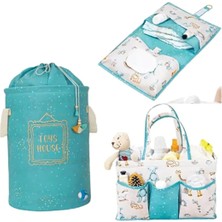 Asitan Bebek 3'lü Set, Bebek Bakım Çantası, Alt Bakım Çantası, Kirli Çamaşır ve Oyuncak Sepeti, M