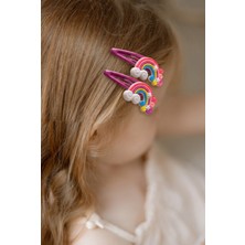 Bony Socks Kız Çocuk Gökkuşağı Pens Toka Koyu Pembe