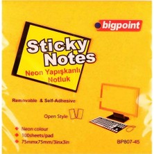 Bigpoint BP807-45 Yapışkanlı Not Kağıdı 75X75MM Neon Turuncu