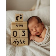 Asitan Oduncudünyası Ahşap Bebek Anı Küpleri, Kişiye Özel Isim Baskılı, 5 Parça Set, Fotoğraf �