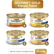 Asitan Gourmet Gold Karışık Kıyılmış Konserve Yetişkin Kedi Yaş Maması 24 x 85 G