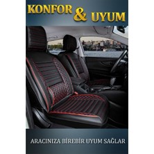 Asitan Suzuki Vitara 2019-2025 ile Uyumlu Lüx Deri Oto Koltuk Kılıfı Ön Arka Takım Safir Siyah Kırm�