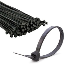Asitan Kablo Bağı Seti, 100 Adet, Naylon ve Plastik, Cırt Cırtlı, Siyah, Organizasyon Için Ideal (3.