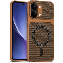 Coverzone Poco X8 Pro Max ile Uyumlu Karbon Kaplama Telefon Kılıfı, Magsafe ile Uyumlu, 2 mm Yükseltilmiş Kamera Korumalı, Kadife Iç Yüzeyli, Darbe Emici Premium Volten Koruyucu Kılıf, Kahverengi