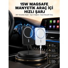 AyrStore 15W Kablosuz Şarj Destekli Magsafe Araç Tutucu Havalandırma Klipsli