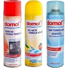 Asitan Domol Fırın & Izgara Temizleyici Köpük + Tuvalet Temizleme Köpüğü + Cam Temizleme Köpüğü
