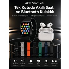 7 Kordonlu Akıllı Saat ve Bluetooth Kulaklık Seti Nabız Takibi, Bildirimler ve Spor Modları