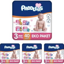 Asitan Bebek Bezi 3 Numara Midi (4-9 Kg) 40 Adet – Eko Paket (4 Paketi)