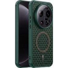 Coverzone Xiaomi Mi 17 Ultra ile Uyumlu Karbon Kaplama Telefon Kılıfı, Magsafe ile Uyumlu, 2 mm Yükseltilmiş Kamera Korumalı, Kadife Iç Yüzeyli, Darbe Emici Premium Volten Koruyucu Kılıf, Koyu Yeşil