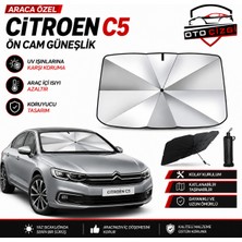 OtoÇizgi Citroen C5 Şemsiye Tip Ön Cam Güneşliği Katlanabilir Uv Korumalı Araç Cam Güneşlik
