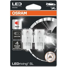 Asitan Osram T20 Dipsiz Tek Devreli Kırmızı LED Ampul 12V 7505DRP (1 Takım-2 Adet)