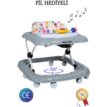 Asitan Walking Müzikli Işıklı Piyanolu Yürüteç (Gri)