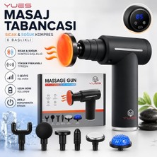 Asitan Yues Sıcak Soğuk Kompresli Masaj Tabancası, 6 Başlıklı Şarjlı Kas Masaj Aleti, Dijital Ekran