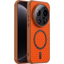 Coverzone Xiaomi Mi 17 Ultra ile Uyumlu Karbon Kaplama Telefon Kılıfı, Magsafe ile Uyumlu, 2 mm Yükseltilmiş Kamera Korumalı, Kadife Iç Yüzeyli, Darbe Emici Premium Volten Koruyucu Kılıf, Turuncu