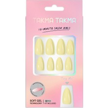 Takma Takma Sarı Kısa Badem Soft Jel Takma Tırnak MKBD-3534