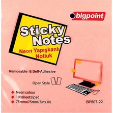 Bigpoint BP807-22 Yapışkanlı Not Kağıdı 75X75MM Neon Pembe