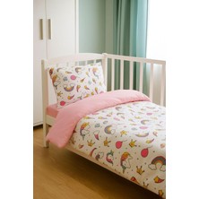 Asitan Bebek Özel Çocuk Nevresim Takımı 120X200 Cm, Beyaz Unicorn Pembe