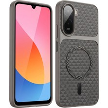 Coverzone Xiaomi Redmi A7 Pro ile Uyumlu Karbon Kaplama Telefon Kılıfı, Magsafe ile Uyumlu, 2 mm Yükseltilmiş Kamera Korumalı, Kadife Iç Yüzeyli, Darbe Emici Premium Volten Koruyucu Kılıf, Gri