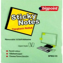 Bigpoint BP802-55 Yapışkanlı Not Kağıdı 75X75MM Yeşil
