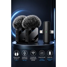 Airstorr F15-2 Kablosuz Çift Yaka Mikrofonu – iPhone & Type-C 2'si 1 Arada