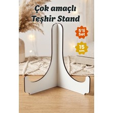 212toyzz 5'li Beyaz Ahşap Çerçeve Tabak Kitap Fotoğraf Çerçevesi Standı Sergi Seti 15cm