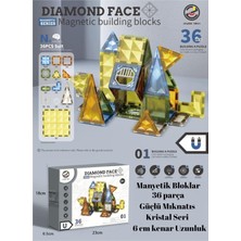 Asitan Manyetik Bloklar Kristal Seri, 36 Parça, Mıknatıslı Yapı Set, 6 cm