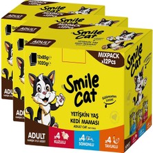 Asitan Smile Cat Pouch Mix 12 Adet x 85 gr Kuzu/somon/tavuklu (3 Paketi)
