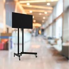 Asitan Alpın Tv/fuar Standı Metal Ayaklı Tekerlekli Tv Sehpası/ünitesi 40” Inç – 75” Inç