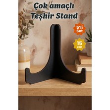 212toyzz 5'li Siyah Ahşap Çerçeve Tabak Kitap Fotoğraf Çerçevesi Standı Sergi Seti 15cm