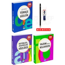 Mercan Okul Yayınları Ortaokul Türkçe Sözlük Yazım Kılavuzu Deyimler ve Atasözleri 3'lü Sözlük Seti(Kalem Seti Hediyeli)
