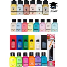 Asitan 26 Renk Akrilik Boya Seti 75 ml 18 Renk Metalik Canlı Neon 75 cc 8 Renk Pastel Akrilik Boya