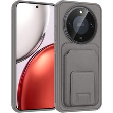 Asitan Honor Magic 8 Lite 5g ile Uyumlu Kılıf Silikon Kartlık Bölmeli Deri Görünümlü Esnek Mat Renk