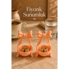 Fao Shop 7 - 24 2’li Fiyonk Kahve Yanı Lokumluk Seti 8x5 cm | Mini Çikolatalık, Drajelik, Şekerlik, Türk Kahvesi Sunumluğu